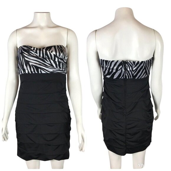 Speechless Juniors Dress Size 11 Black Zebra Print Bodycon Prom Formal Short - Picture 1 of 6
